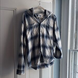 Old Navy Navy and Cream Plaid Men's Flannel XXL
